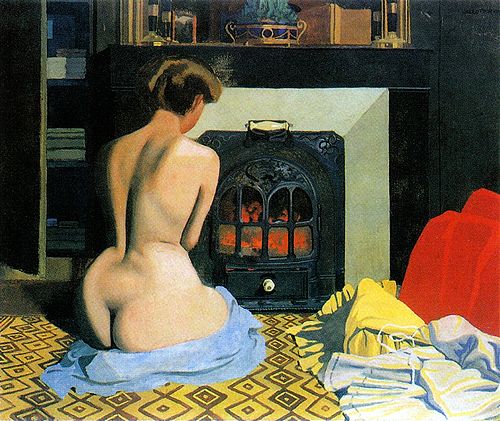 Femme nue devant une salamandre, 1900, Félix Vallotton