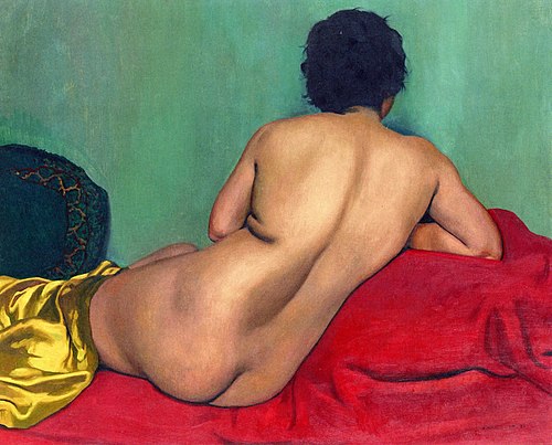 Nu de dos sur un canapé rouge, 1925, Félix Vallotton