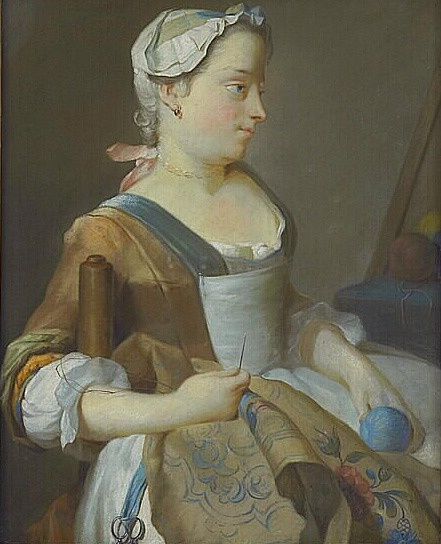 Young woman sewing, 1780, Jean-Étienne Liotard