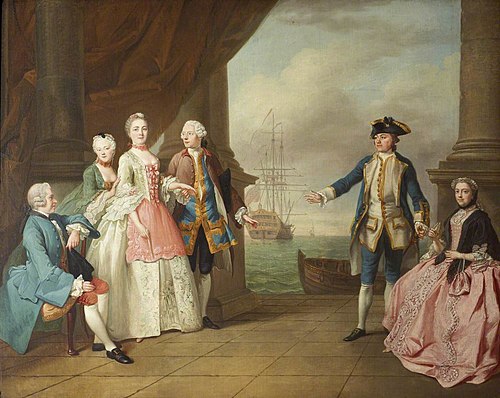 The Hon. Mrs Constantine Phipps (1722-1780) being led to greet her Brother, Captain the Hon. Augustu, 1750, Jean-Étienne Liotard