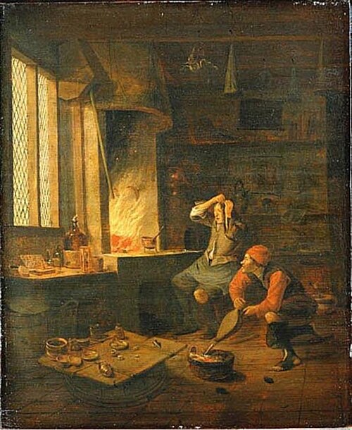 Alchemist in his Laboratory, 1647, Hendrick Martensz Sorgh