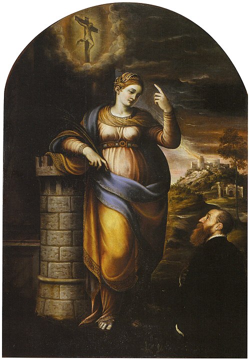 sainte Barbe et un dévot, 1558, Lattanzio Gambara