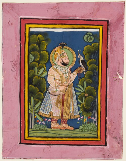 Maharana Jawan Singh of Mewar (r. 1828–38) Holding a Falcon, 1835, Ghasi
