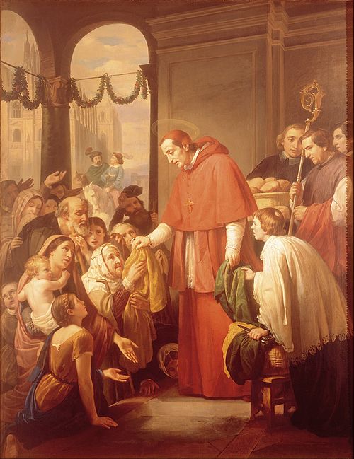 Saint Charles Borromeo Handing out Alms to the People, 1853, José Salomé Pina