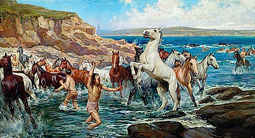 Baño de Cabalos, 1895, Román Navarro