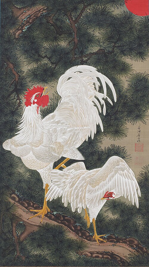 White fowl and pine, 1800, Itō Jakuchū