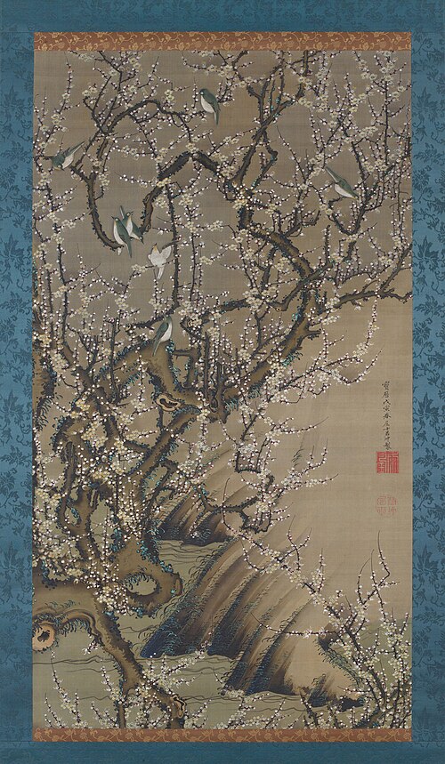 Birds on blossoming plum, 1800, Itō Jakuchū
