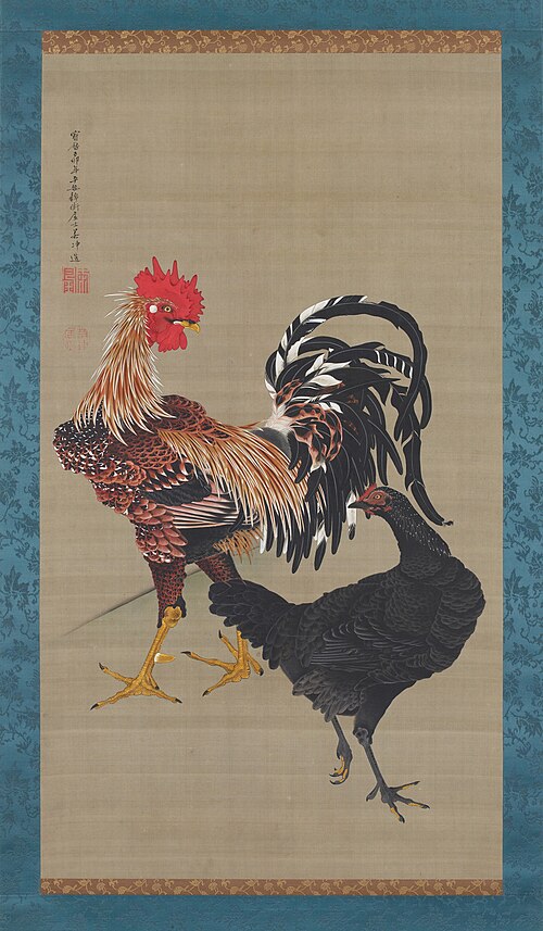 Rooster and hen, 1800, Itō Jakuchū