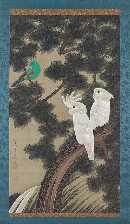 Cockatoos in an old pine, 1800, Itō Jakuchū