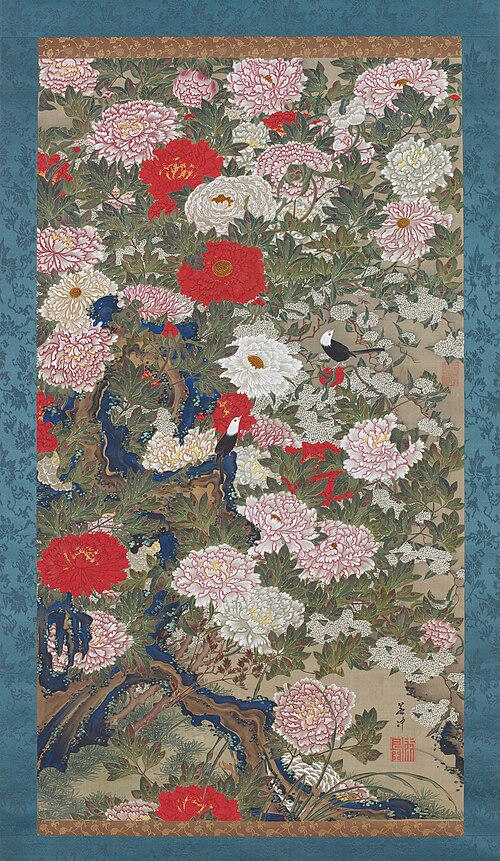 Peonies and birds, 1800, Itō Jakuchū