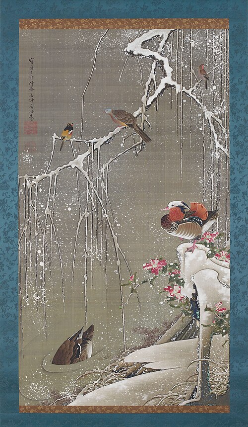 Mandarin ducks in the snow, 1759, Itō Jakuchū