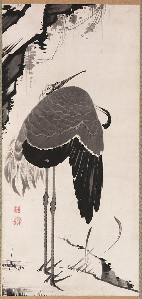 Cranes, one of a pair, 1800, Itō Jakuchū
