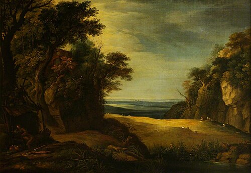 A Rocky Landscape with a Hermit, 1763, Johann Heinrich Müntz