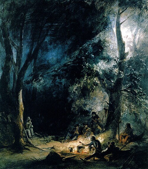 A Stop; Evening Bivouac, , Karl Bodmer