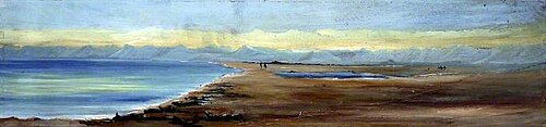 Landscape with a Lake Shore Surrounded by Mountains (probably the Dead Sea), 1899, Caroline Emily Gray Hill