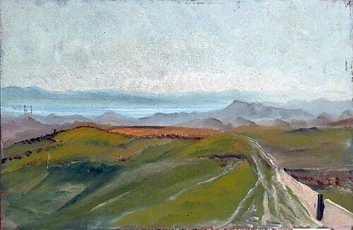 Mountainous Landscape with Walled Land and a Distant Lake Surrounded by Mountains, 1899, Caroline Emily Gray Hill