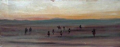 Desert Landscape with Camel Riders at Sunset, 1899, Caroline Emily Gray Hill