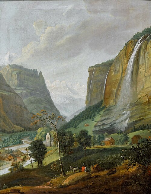 Lauterbrunnental mit Staubbach., 1750, Johann Ludwig Aberli