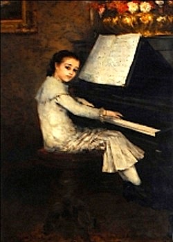 Girl at the piano, 1882, Alexandre Courtines
