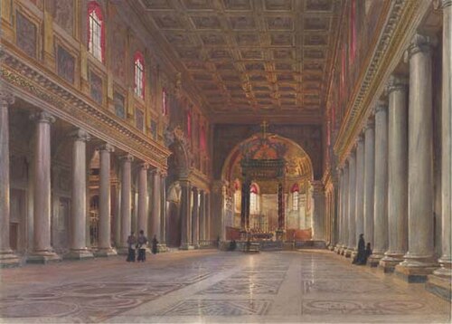The Interior of the Basilica of Santa Maria Maggiore, Rome, 1867, Ludwig Passini