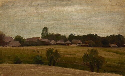 Village near Krakow, 1870, Henryk Grabiński