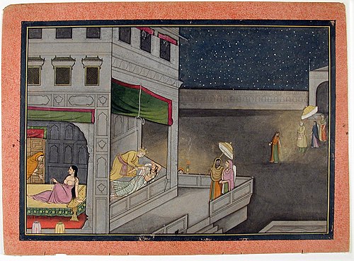 King Dasaratha Approaches the Sulking Kaikeyi's Chamber, , Nainsukh