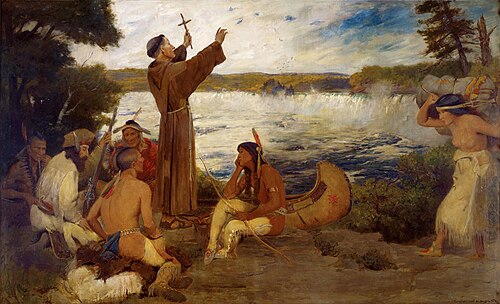 Father Hennepin Discovering the Falls of St. Anthony, 1905, Douglas Volk