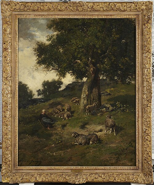 Shepherdess and Sheep, , Charles Jacque