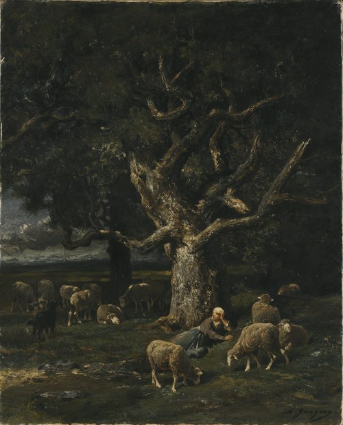 Bergère et son mouton, , Charles Jacque
