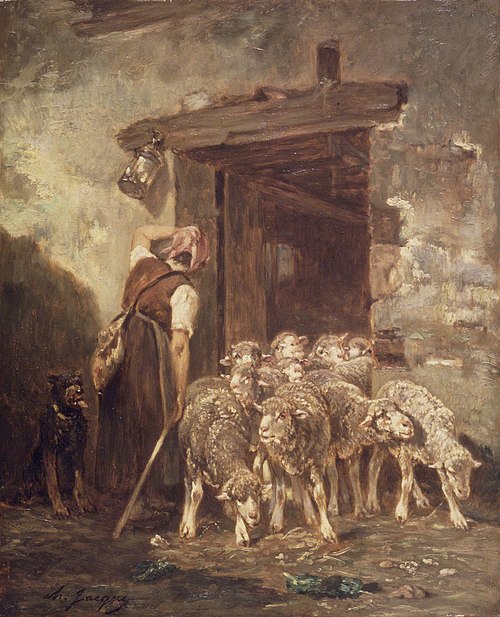 Sortie de l'enclos à moutons, 1880, Charles Jacque