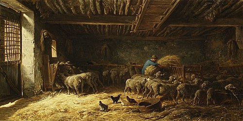 The Sheepfold, 1857, Charles Jacque
