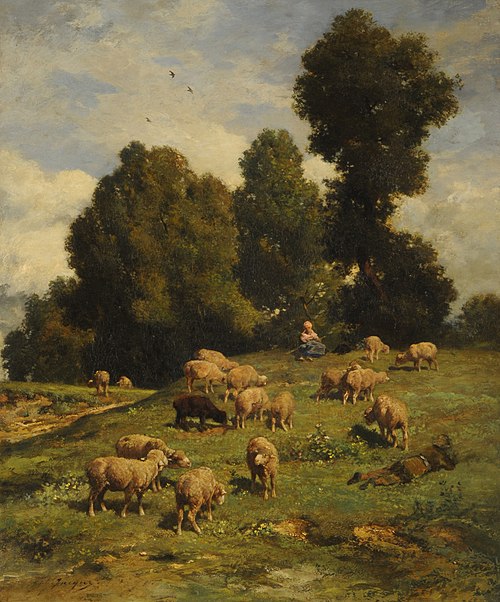 Moutons au pâturage, 1871, Charles Jacque