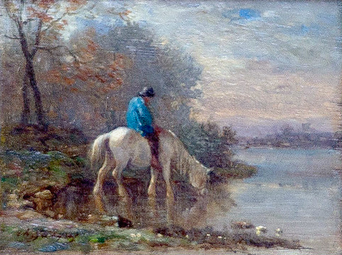 Paysage d'hiver au cheval, , Charles Jacque