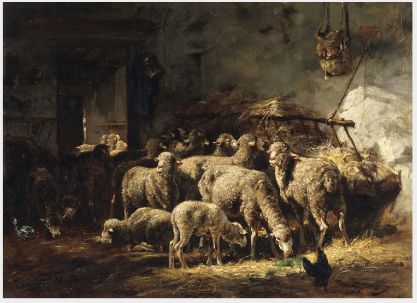 Sheep in a Barn, 1867, Charles Jacque