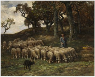 A Shepherd and Flock, 1876, Charles Jacque