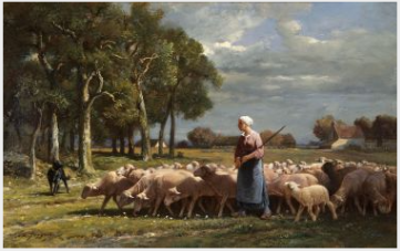 A Shepherdess near a Wood, Barbizon, 1862, Charles Jacque