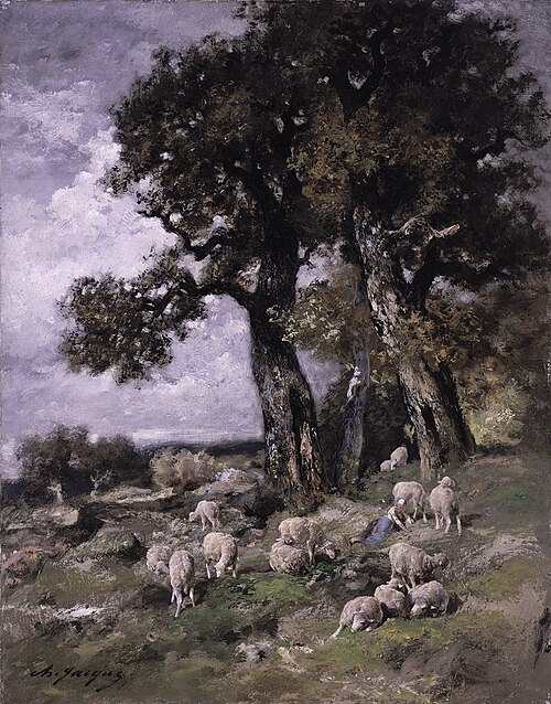 Sheep in the Shelter of the Oaks, 1870, Charles Jacque