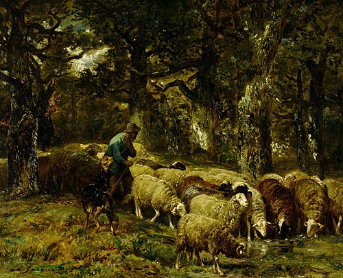 Shepherd and His Flock, , Charles Jacque