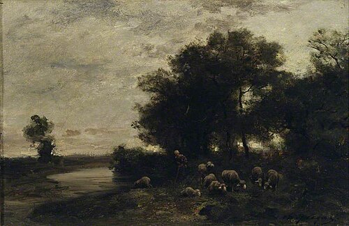 Shepherdess watering her Flocks, 1855, Charles Jacque