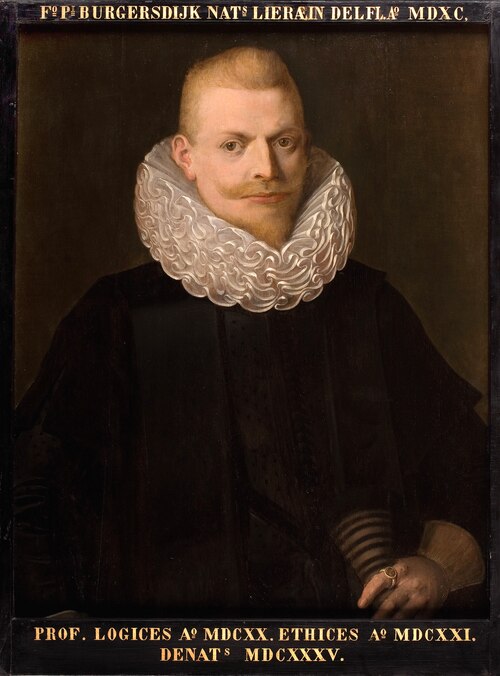 Portret van Franco Petri Burgersdijk, hoogleraar Redeneerkunde, Zedekunde en Natuurkunde te Leiden, 1620, unknown