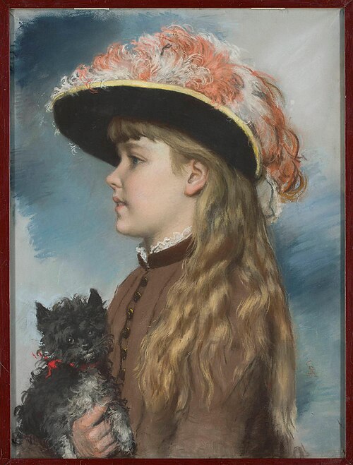 Portret córki Heleny z pieskiem, 1890, Alfred Isidore Römer