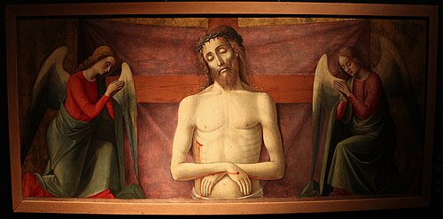 cristo morto nel sepolcro tra due angeli, , Alvise Vivarini