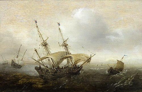Woelige zee met schepen, 1627, Hans Goderis