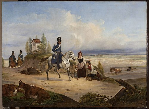 Military patrol and peasants, , Janvier Suchodolski