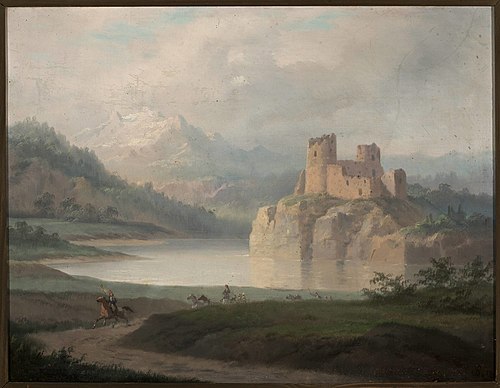 Ruins of the castle in Czorsztyn, 1869, Janvier Suchodolski