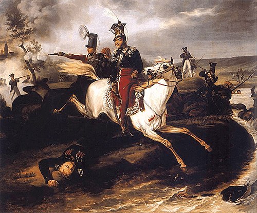 Death of Prince Józef Poniatowski., 1830, Janvier Suchodolski