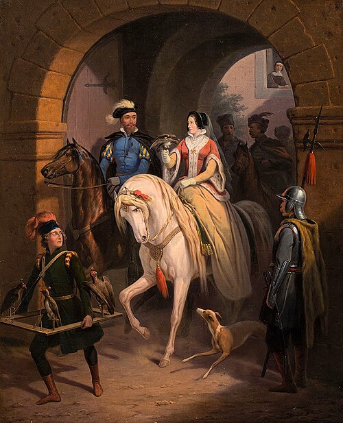 Wyjazd na polowanie z sokołem, 1854, Janvier Suchodolski