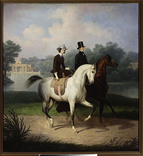 Portrait équestre des époux Schossland., 1854, Janvier Suchodolski