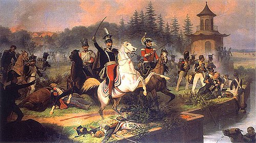 Death of Prince Józef Poniatowski in the Battle of Leipzig., 1801, Janvier Suchodolski