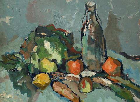 Untitled [Still life with a bottle], 1908, Frances Hodgkins